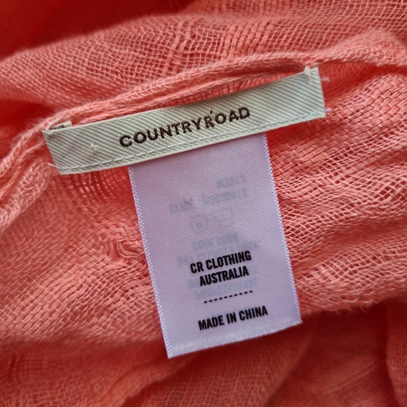 Country Road Elegant 100% Linen Coral Scarf Shawl Wrap - Picture 7 of 9
